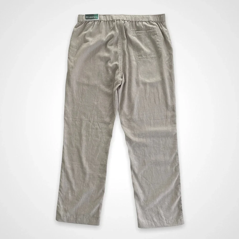 Cubavera Men's Size Large Linen Blend Wide Leg Straight Fit Drawstring Pants NWT